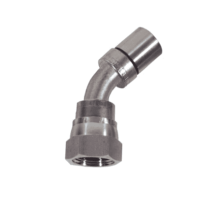 FJS45-16-16 Dixon -16 304 Stainless Steel Nominal Smooth Bore PTFE Hose Fitting - 45 deg. FJIC - 1" Thread Size