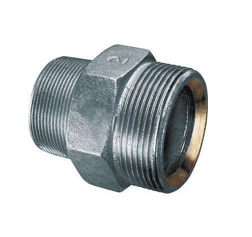 GMS-075 by Kuriyama | Ground Joint Coupling Male Spud with Copper Seal | 3/4" Male NPT x 3/4" Male NPS | Zinc Plate