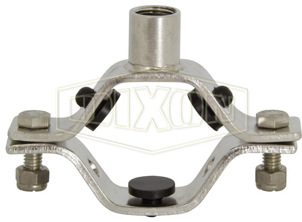 B24RGC16-G150 Dixon Valve 304 Stainless Steel Hex Hanger with Nitrile Grommets & All Thread Coupler - 1-1/2" Tube OD