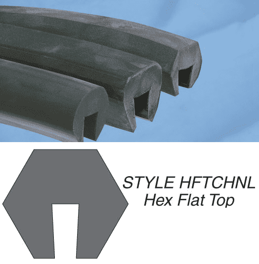 HFTCHNL-04x200 by Kuriyama | Channel Rubber Strip | Hex-Flat Top Channel | Black | Channel Size: 1/4" | Commercial Grade EPDM | 200ft roll