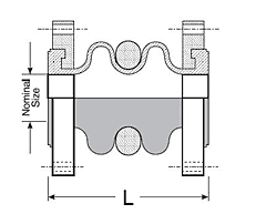 HTDRF12X7 by Kuriyama | Double Sphere Flanged Rubber Expansion Joint | Size: 1-1/4" | Length: 7" | 150 PSI | Carbon Steel