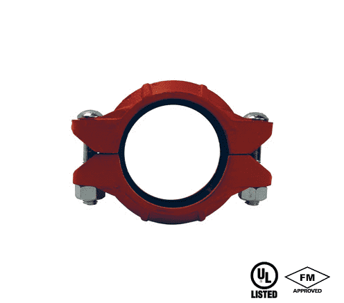 L025BU Dixon Ductile Iron Lightweight Flexible Coupling with Buna-N Gasket - Series L, Style 10 - 2-1/2" Nominal Size - 2.875" Pipe OD