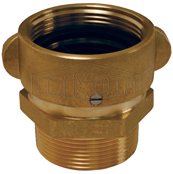 RSMSA25F30T Dixon Cast Brass Female x Male Suction Adapter with Poly Screen - Rocker Lug - Increaser / Reducer - 2-1/2" Female NST(NH) x 3" Male NPT