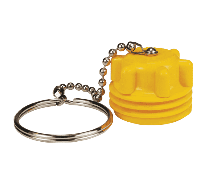 ME180-1 Dixon Valve LP Gas Yellow Plastic Acme Dust Plug - 2-1/4" Male Acme Dust Seal w/Chain Assembly