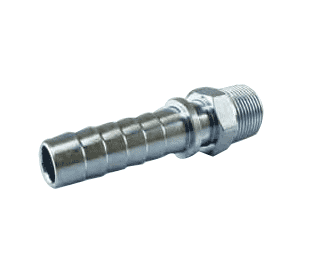 1/4" MPT Male To 1/4" Hose Barb Fitting - Hex Plated Steel, Straight, For Air/Water/Low-Pressure Lines
