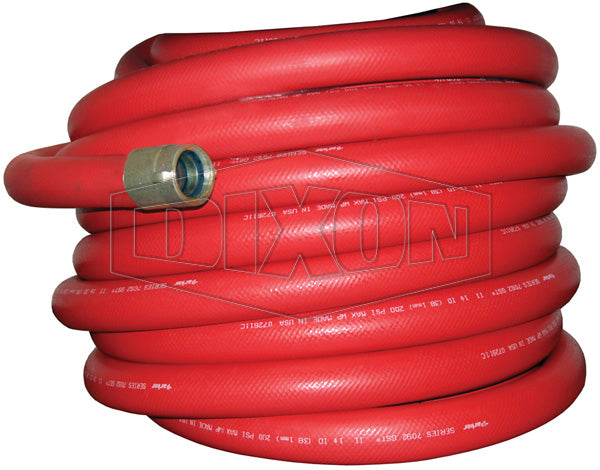 15B15-50RAS Dixon Non-Collapsible Fire & Utility Hose - Red - Coupled - Fem. x Male NPSH Expansion Ring Couplings (Aluminum) - 1-1/2" Hose Size - 1-1/2" Bowl Size - 50ft Length