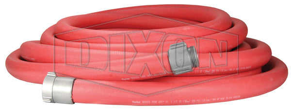 15B15-50RAF Dixon Non-Collapsible Fire & Utility Hose - Red - Coupled - Fem. x Male NST(NH) Expansion Ring Couplings (Aluminum) - 1-1/2" Hose Size - 1-1/2" Bowl Size - 50ft Length