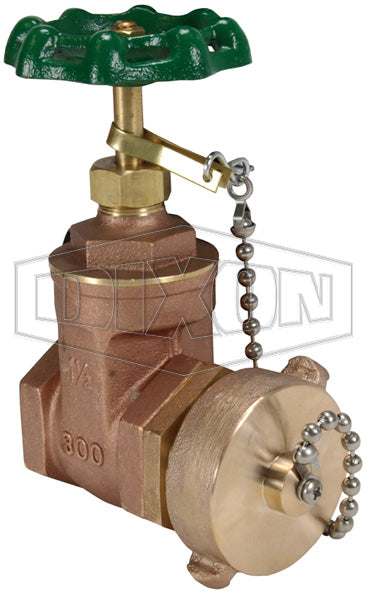 WDGV150F Dixon Cast Brass Non-Rising Stem Wedge Disc Gate Valve - 1-1/2" Female NPT Inlet x 1-1/2" Male NST(NH) Outlet