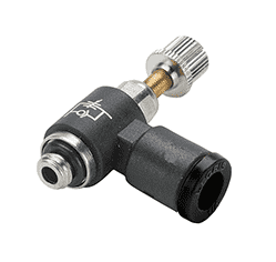 P180211 Nycoil Push-to-Connect Fitting -Mini Knob Adjustable Flow Control - Meter Out - 6mm Tube OD x M5x0.8 Male M5 - Pack of 10