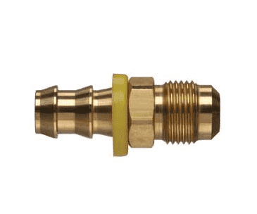 POFMJS-0606 Kuriyama Brass 3/8" Push-On Fitting - 9/16-18" Male JIC 37 Degree Flare UNF - 3/8" Hose Size