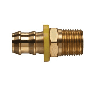 POFMP-0604 Kuriyama Brass 1/4" Push-On Fitting - 1/4-18" Male NPTF - 3/8" Hose Size