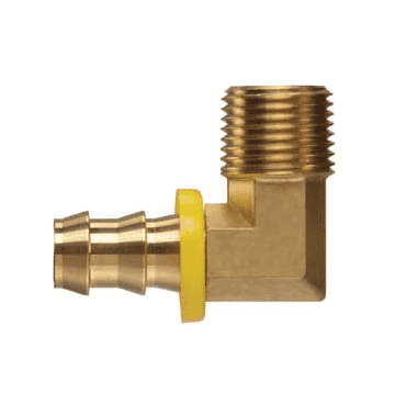 POFMPE-0606 Kuriyama Brass 3/8" Push-On Fitting - 3/8-18" Male Pipe 90 Degree Elbow NPTF - 3/8" Hose Size