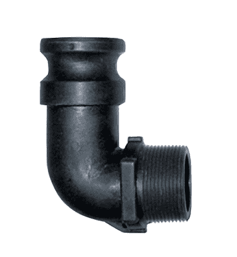 PP150F90 by Kuriyama | Quick-Acting Special Application Coupling | Part D | 1-1/2" Male Adapter x 1-1/2" Male NPT | 90° Elbow | Polypropylene