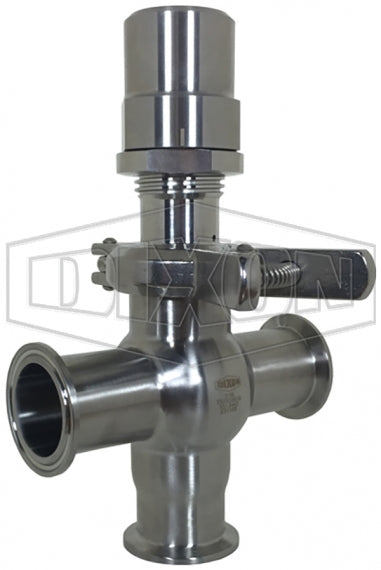 SPR-TCV3A200 Dixon Valve 2" Sanitary Pressure Relief Valve - T Style - Clamp x Clamp - Set Pressure Range: 0-300 PSI - FKM Seat - 316 Stainless Steel