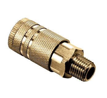 QDAC-6MC by Kuriyama | Semi-Automatic Quick Disconnect Industrial Coupler | 1/4" Body Size | 3/8" Male NPTF | 300 PSI | Brass