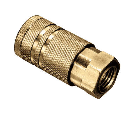 QDAC-4FC by Kuriyama | Semi-Automatic Quick Disconnect Industrial Coupler | 1/4" Body Size | 1/4" Female NPTF | 300 PSI | Brass