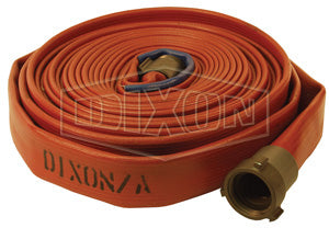 H515R50RAF Dixon 500# Nitrile Covered Fire Hose - Light Duty - Red - Coupled - Female x Male NST(NH) Expansion Ring Couplings (Aluminum) - 1-1/2" Hose Size - 1-13/16" Bowl Size - 50ft Length