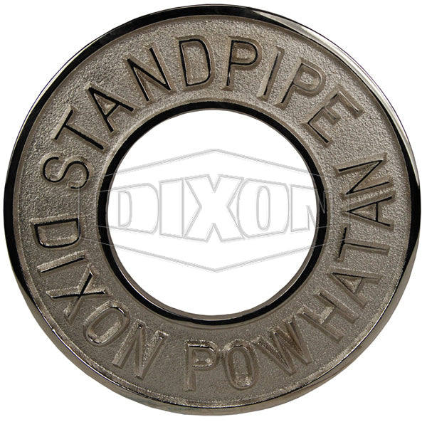 REP250SP-C Dixon Polished Chrome Plated Cast Brass Standpipe Branded Round Identification Plate - 2-1/2" Pipe Size - 7-5/8" OD - 3-1/4" Hole Size