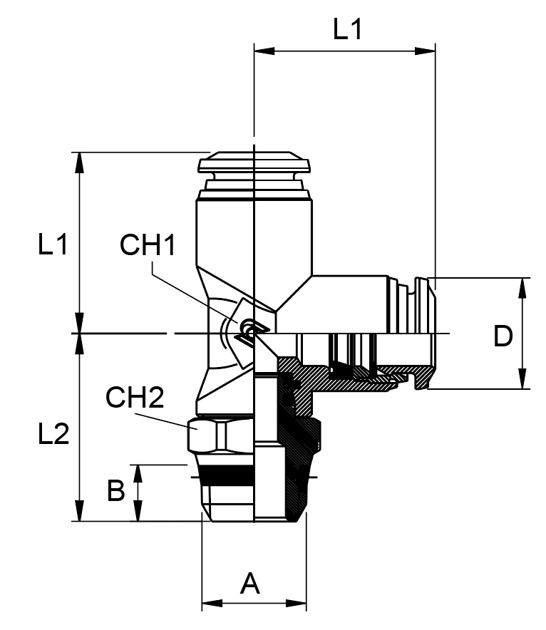 89222-06-02 by AIGNEP | 89 Series | Swivel Male Run Metal Release Collet | 3/8" Tube x 1/8" Swift-Fit Male | Tee | Pack of 10