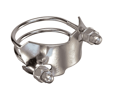 SDBC-SS-6 Kuriyama 304 Stainless Steel Spiral Double Bolt Clamp - (For Counterclockwise Spiral Hoses) - 6"