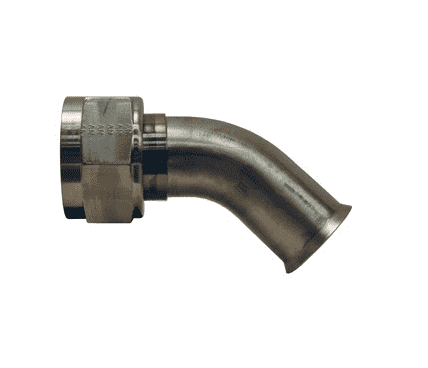 SFMF500-45 Dixon 304 Stainless Steel 45 deg. Elbow Fem. Weld End Metal Hose Fitting (Nut & Sleeve) - 3/4" - 16 Fem. Threaded 37 deg. JIC x Weld End - 1/2" Tube OD