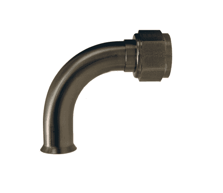 SFMF500-90 Dixon 304 Stainless Steel 90 deg. Elbow Fem. Weld End Metal Hose Fitting (Nut & Sleeve) - 3/4" - 16 Fem. Threaded 37 deg. JIC x Weld End - 1/2" Tube OD