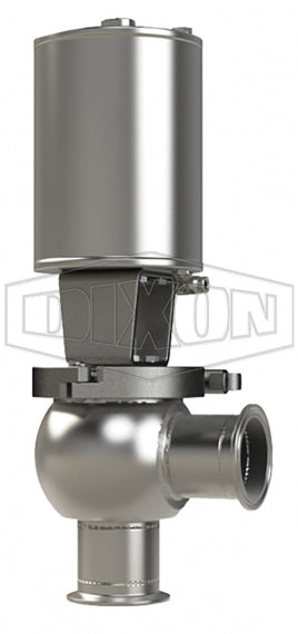 S01A20C3EE Dixon Valve 2" SSV Series Single Seat Valve, Shut-Off L Body, Clamp, Double Acting Actuator (Air-To-Air) - Elastomer O-Ring Stem Seal - EPDM Wetted Elastomer