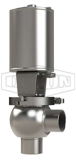 S01A10B1PV Dixon Valve 1" SSV Series Single Seat Valve, Shut-Off L Body, Weld, Spring Return Actuator (Air-To-Raise) - PTFE Plug Seal - FKM Wetted Elastomer
