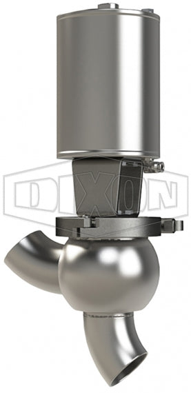 S03A30B2PE Dixon Valve 3" SSV Series Single Seat Valve, Shut-Off Y Body, Weld, Spring Return Actuator (Air-To-Lower) - PTFE Plug Seal - EPDM Wetted Elastomer