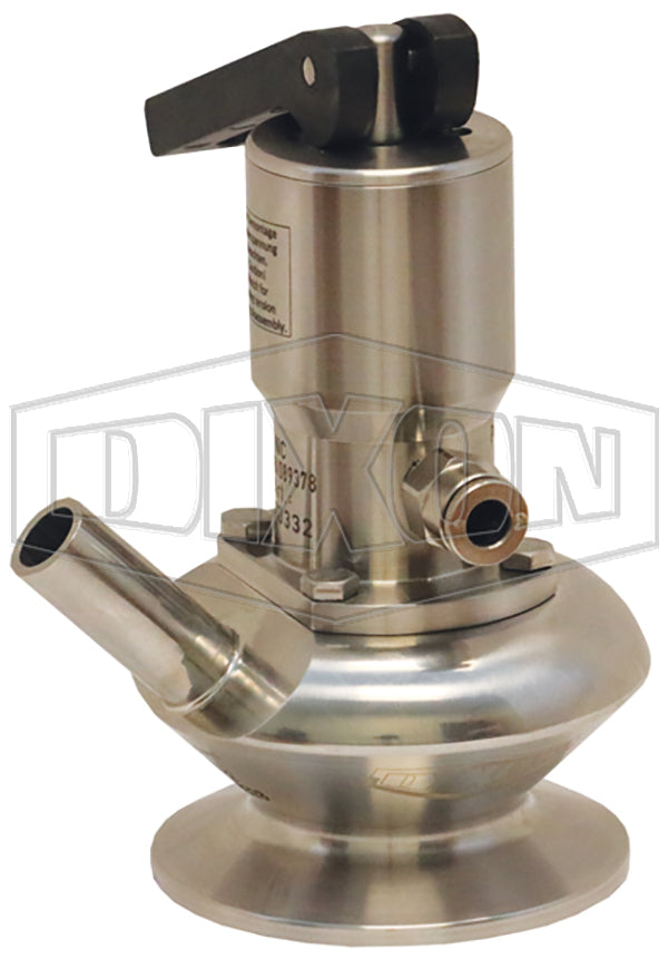 BSVS-OC200B025 Dixon Valve/Rieger 3A Sample Valve - Single Port with Pneumatic Actuator with Open Lever - 2" Clamp Valve - 1/4" Weld Port