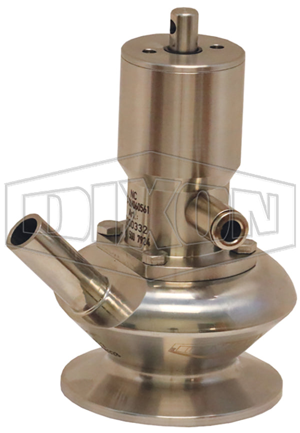 BSVS-PC250B025 Dixon Valve/Rieger 3A Sample Valve - Single Port with Pneumatic Actuator (without Lever) - 2-1/2" Clamp Valve - 1/4" Weld Port