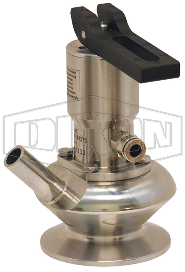 BSVS-SC200B375 Dixon Valve/Rieger 3A Sample Valve - Single Port with Pneumatic Actuator with Self Closing Lever - 2" Clamp Valve - 3/8" Weld Port