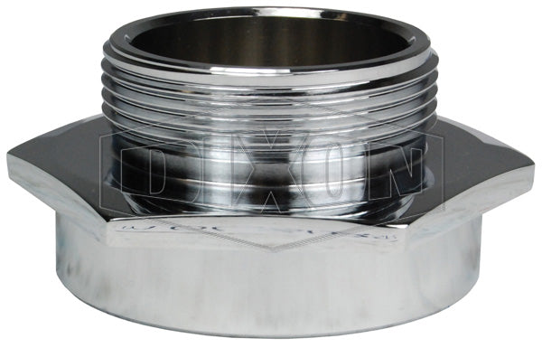 MOC250F-C Dixon Polished Chrome Plated Cast Brass Single Male Outlet with Hex (Open Snoot) - 2-1/2" Female NPT x 2-1/2" Male NST(NH)