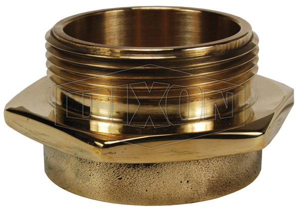 MOC300F-P Dixon Polished Cast Brass Single Male Outlet with Hex (Open Snoot) - 3" Female NPT x 3" Male NST(NH)