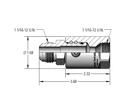 SS12DBMJ12XFJ12-Z-90V by Super Swivel | 15092-Z-90V | Super Duty Swivel | 1-1/16-12 Male 37° JIC x 1-1/16-12 Female 37° JIC | Straight | Zinc | Viton Seal
