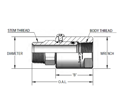 SS4MP25XFP25-Z-AL by Super Swivel | 1201-Z-AL | 1/4-18 Male Pipe NPTF x 1/4-18 Female Pipe NPTF | 0.250" Through Hole | Straight | Zinc | AFLAS Seal