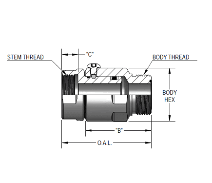 SS20FFS20XMFS20-Z-V by Super Swivel | 2350-Z-V | 1-11/16-12 Female Face Seal FFS x 1-11/16-12 Male Face Seal MFS | 1.024" Through Hole | Straight | Zinc | Viton Seal