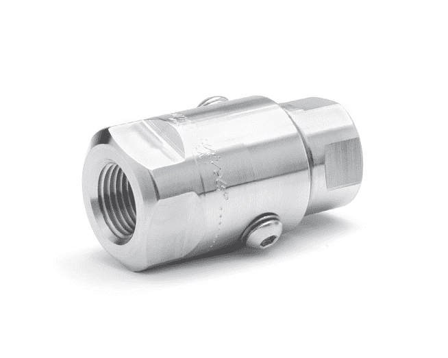 SS12DBFP75XFP75-304-AL (15098-304-AL)  Super Swivel Straight 3/4-14 Female Pipe NPTF x 3/4-14 Female Pipe NPTF - 0.689" Through Hole - 304 Stainless Steel - AFLAS Seal