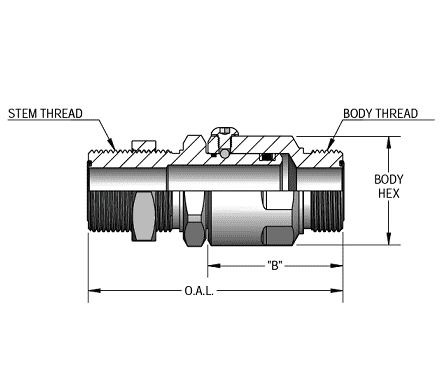 SS8MFSB8XMFS10-NI-ETP by Super Swivel | 2625-NI-ETP | 1-14 Male Face Seal Bulkhead MFSB x 1-14 Male Face Seal MFS | 0.484" Through Hole | Straight | Electroless Nickel | Extreme Viton® Seal