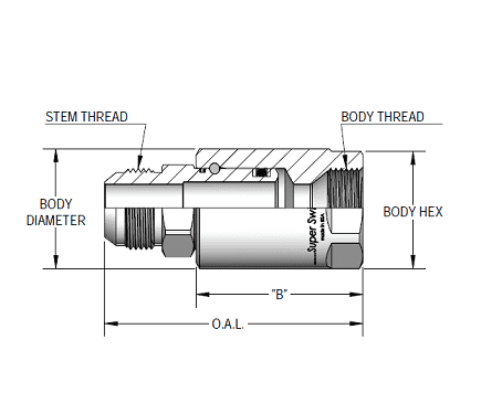 SS4MJ4XFJ4-Z-AL by Super Swivel | 1371-Z-AL | 7/16-20 Male 37° JIC x 7/16-20 Female 37° JIC | 0.172" Through Hole | Straight | Zinc | AFLAS Seal