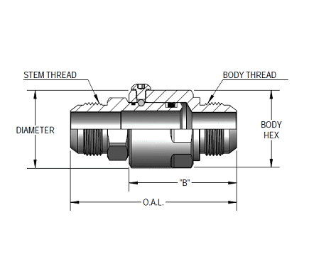 SS8MJ10XMJ10-Z-ETP by Super Swivel | 1922-Z-ETP | 7/8-14 Male 37° JIC x 7/8-14 Male 37° JIC | 0.484" Through Hole | Straight | Zinc | Extreme Viton® Seal