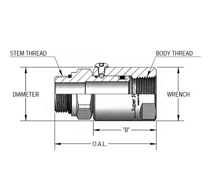 SS12MO12XFP75-Ni-AL by Super Swivel | 1454-Ni-AL | 1-1/16-12 Male O-Ring ORB x 3/4-14 Female Pipe NPTF | 0.609" Through Hole | Straight | Electroless Nickel | AFLAS Seal