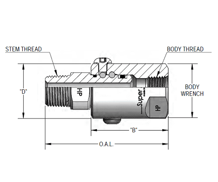 SS8HPMP38XFP38-NI-90V by Super Swivel | 13038-NI-90V | High Pressure | 3/8-18 Male Pipe NPTF x 3/8-18 Female Pipe NPTF | 0.312" Through Hole | Straight | Electroless Nickel | Viton Seal