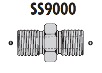 SS9000-08-08 Adaptall Stainless Steel-08 Male BSPP x -08 Male BSPP Adapter