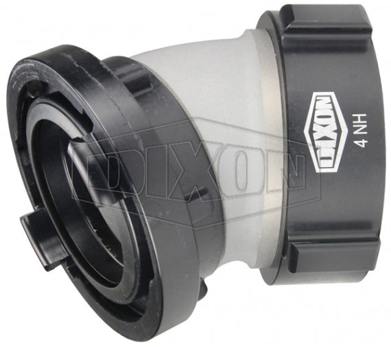SFSA30-5040F Dixon Aluminum 5" Storz x 4" Female NST(NH) 30 deg. Elbow Swivel Adapter