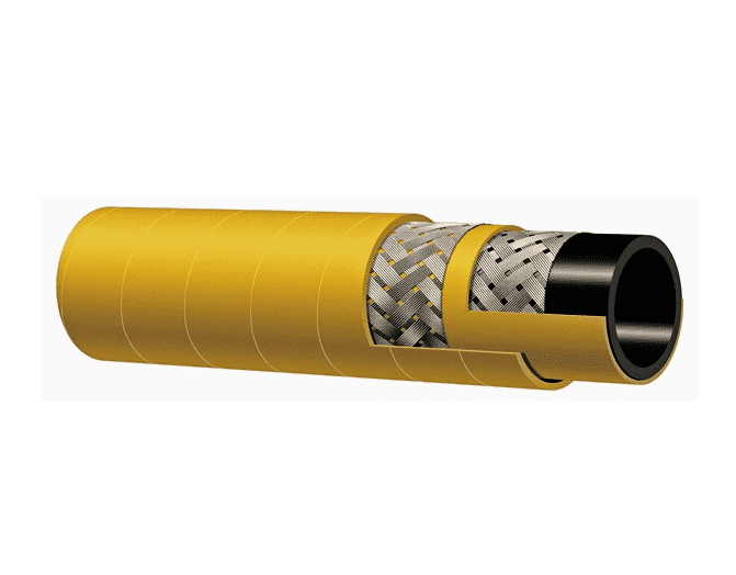 T142AK200X100 Kuriyama Alfagomma High Temperature - Oil Resistant Steel Braided Reinforced Air Hose - Yellow - 2" ID - 2.52" OD - 600 PSI - 100ft