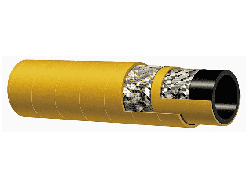 T146AK100X100 Alfagomma by Kuriyama | Braided MSHA Mine Spray Hose | Yellow | 1" ID | 1.34" OD | 1000 PSI | 100ft Length