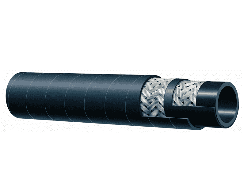 T341AA200X50 Alfagomma by Kuriyama | Braided Steam Hose | Black | 2" ID | 2.64" OD | 270 PSI | Chlorobutyl | 50ft Length