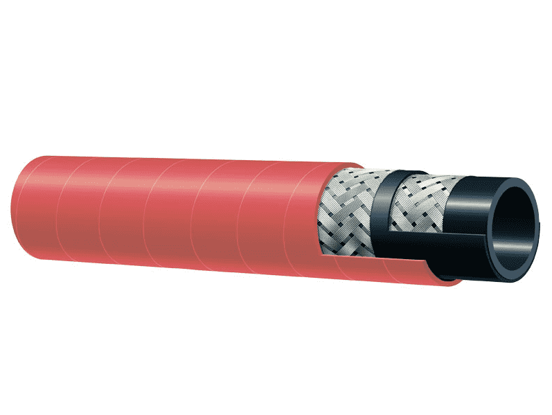 T341AH200X50 Alfagomma by Kuriyama | Braided Steam Hose | Red | 2" ID | 2.64" OD | 270 PSI | Chlorobutyl | 50ft Length