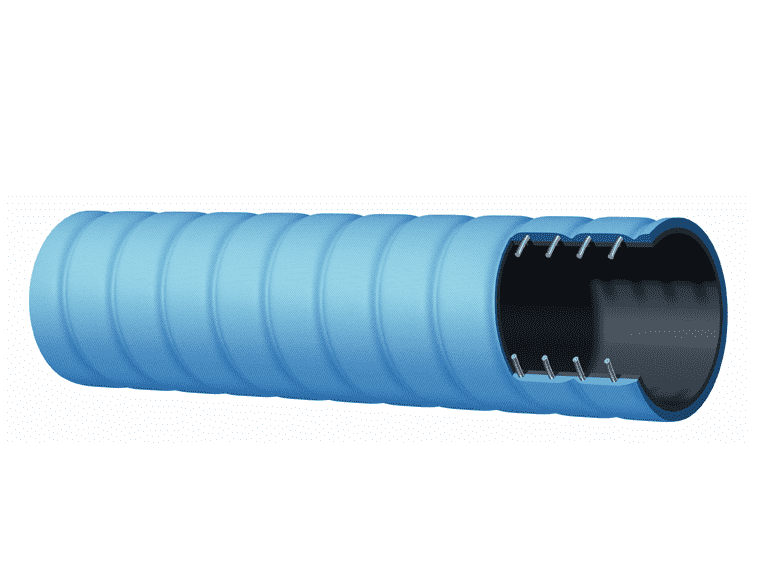 T606AE200X100 Alfagomma by Kuriyama | Corrugated Petroleum S & D Arctic Hose | Blue | 2" ID | 150 PSI | 100ft Length